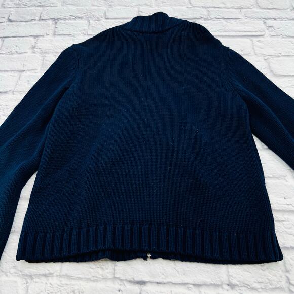 EDDIE BAUER Women's Fair Isle Reindeer Cardigan Zip Sweater Large Dark Blue - Picture 9 of 9